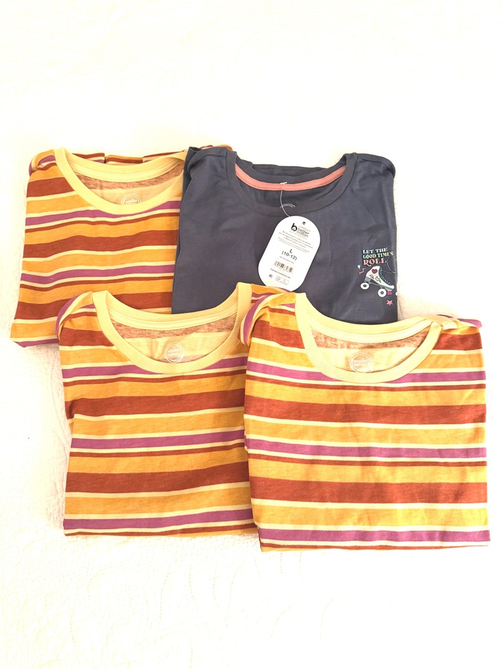 Set of 4! NWT, new Girls wonder nation Kids Tops, cotton tees t-shirts L large